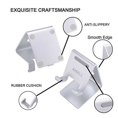 Telefono cellulare Supporto, ahxll supporto per cellulare, Alluminio supporto, supporto per smartphone, tablet, Phone Stand, Docking Station per iPhone, Samsung (tutti i telefoni cellulari), iPad, Kindle e TabletsÂ â€“Â Argento