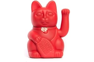 DIMINUTO CIELO Gatto Fortunato Cinese. Gatto portofortuno. Lucky cat. Maneki Neko (M (10x6x15cm), ROSSO FRAGOLA)