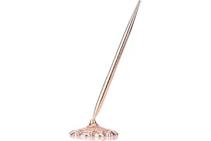 KERDEJAR Stylo Signature, Stylo à Bille rétro en métal attaché Base Stand Bureau comptoir de Bureau Mariage invité Signe Signature stylos Papeterie Or Rose