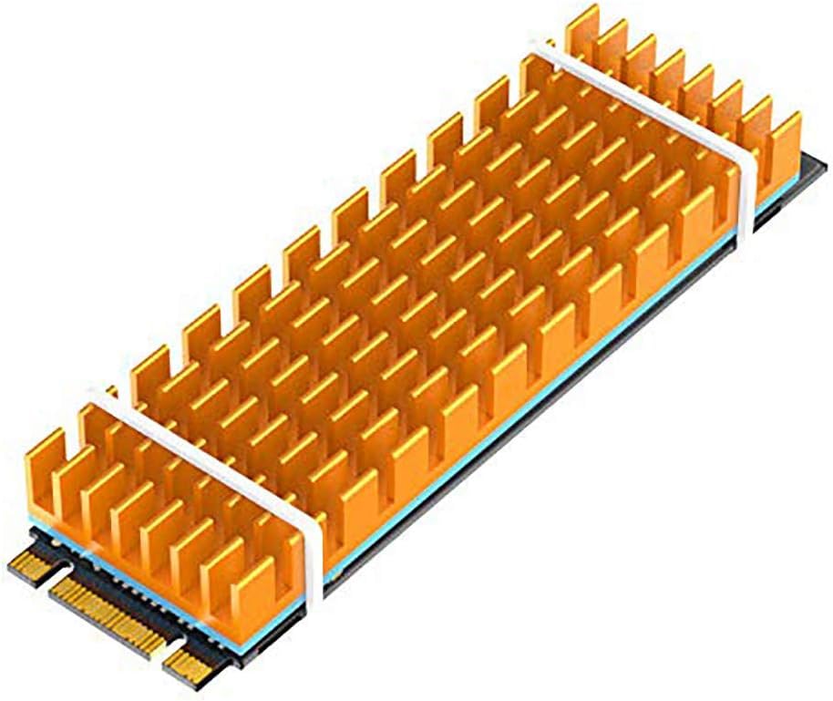 Tobo M.2 SSD Heatsink with Thermal Conductive Adhesive Film Anti Thermal Board Heatsink CPU IC Chip Circuit Board for LED Amplifier Aluminum 70mm × 22mm × 6mm TD-1037PC (Pack of 1, Golden)