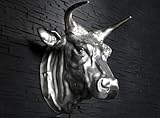 Farbe: Silber Riesiger Stierkopf TORERO Deko Schädel Aluminium silber Skull vernickelt 65cm