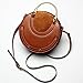 Produktbild SKKMALL Damen Umhängetasche Leder Retro Metall Handtasche kleine runde Tasche Rivet Schulter Messenger Bag (Color : Brown, Size : S)