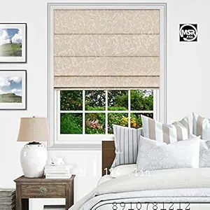 MSR 116 Pattern Printed Blackout Roman Blinds for Home Furnishing(Bedroom,Bathroom,Kitchen,Balcony) etc. Soft Ivory (4 ft(W) 5 ft(H))