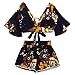 Price comparison product image Amlaiworld 2018 Newest Women Blouse, Casual Two Piece Set Women Botanical Print Summer V Collar Top Shorts Beachwear Sexy (L, Black)