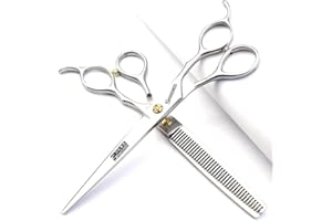 AXEMOORE Juego de Tijeras Profesionales para Mascotas 7/7.5 Pulgadas - 440C Japonés para Perros - Corte de Pelo y Escultura (7.5 Pulgadas, 2 Piezas-C)