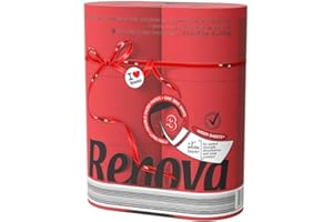 ASKON buntes, farbiges Toilettenpapier 12 Rollen - 3-lagig - Renova - weich - originell - Klopapier - blau grün rot beige orange pink rosa gelb Toilettenpapier (rot)