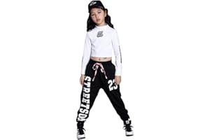 LOLANTA Mädchen Hip Hop Kleidung, Kinder Street Dance Outfit, kurzes T-Shirt, Baggy Jogginghose Tanzkleidung