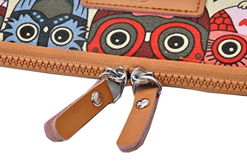 art&cherry © 13-13,3″ Universal Notebook & Laptop Schutzhülle / Hülle / Tasche aus feinstem Canvas-Gewebe 13Zoll z.B. Apple MacBook / HP ProBook / Lenovo Ideapad Yoga 2 / Acer Aspire & ChromeBook / Asus Transformer / DELL XPS Computer dicke Eulen - 3