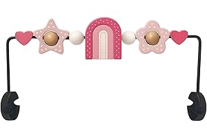 Kinhzrude Baby Bouncer Toy Bar – Rotatable Sensory & Motor Skills Toy Made of Natural Wood, High-Contrast Design for Visual Development, for Newborns (Rainbow Arch)