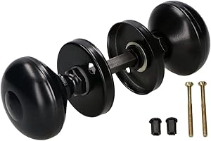 KOTARBAU® Juego de Pomos Para Puerta Giratorios Tipo Bola Con Tornillos de Montaje - Negro, Tirador en Roseta Redonda, Agarrador, Manilla
