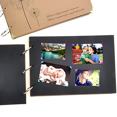 Jingxu DIY Scrapbook Fotoalbum Notizbuch Löwenzahn 27 cm x 18.5 cm, 30 Blatt, 60 Seiten mit 3 Stück Fußpaste - 5