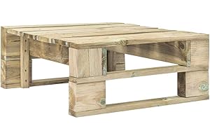 Tidyard Table Basse/Repose-Pied pour Jardin/Terrasse/Patio en Bois FSC Style Naturel Vert 60 x 60 x 25 cm