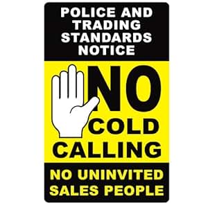No Cold Calling Door Sticker - Black &amp; Yellow - Fully Weatherproof Sign ...