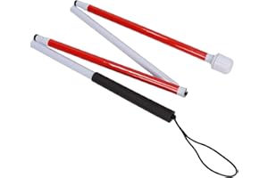 ANKROYU Bastone Cieco Pieghevole, Canna Riflettente in Lega di Alluminio, Bastone Cieco Bianco, Bastone Guida Per Anziani E Non Vedenti,125cm