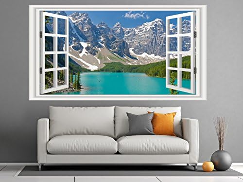 Mountain Lake Landscape Window Scene Huge 130cm x 70cm Wall Sticker Art Mural Decal