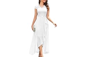 Bbonlinedress Abendkleider elegant für Hochzeit Spitzenkleid Chiffon Hi-Lo Kleid Brautjunferkleid Partykleid Abschlusskleid lang Ballkleid
