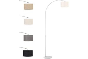 FUKEA Floor Lamp for Living Room,Standard Lamps Living Room,Modern Retro Beige Tall Thin Arc Standing Light E27 Linen Industrial Floor Lamp Shade for Living Room Bedroom Study Lounge Reading Working