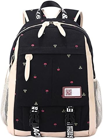 AINISI Women And Girls Casual Simple Black Canvas Rucksack Back Packs