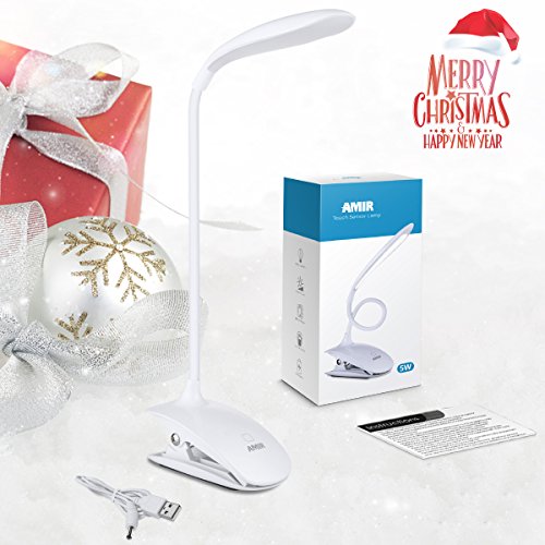 Amir LED Klemmleuchte, 16 LEDLeselampe, Buchlampe,Tischleuchte, Schreibtisch Lampe, Folding LED Tischleuchten USB Leselicht, 360 Grad Faltbare Tischlampe Licht (Weiß) - 7