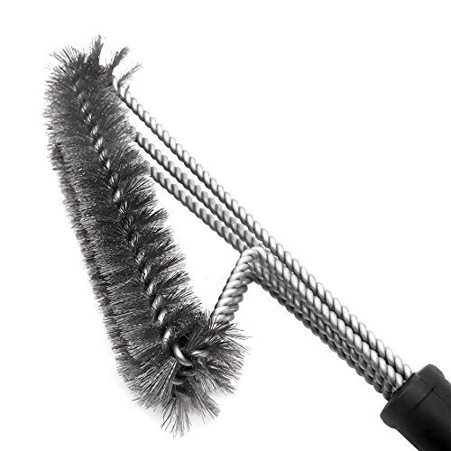 DOSMUNG Grillbürste-BBQ Grillbürste, Edelstahl Borsten, 3 Edelstahl Bürsten in 1 Reiniger Werkzeug, Geeignet für Weber, Charbroil, Gas, Infrarot und Holzkohlegrills - 3