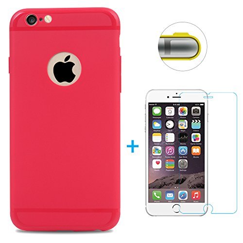 Funda iPhone 6  iPhone 6s Carcasa Silicona Gel Mate   Vidrio Templado Protector de Pantalla - Mavis s Diary Case Ultra Delgado TPU Goma Flexible Cover para iPhone 6 6s - Rojo