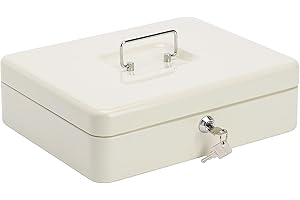 BURG WÄCHTER Burg-Wächter Geldkassette abschließbar mit Schlüssel und Hartgeldeinsatz, Stahlblech, Money 5030, Hellgrau