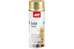 AUTO-PLAST PRODUKT APP Gold Spray | Bombe Dorée | Finition effet d'or lisse | Facile à appliquer sur métal, bois, verre ou plastiques adaptés | Vernis décoratif acrylique à séchage rapide | 400 ml
