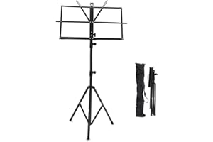 CHUERTECH Notenständer Schwarz, Individuell Höhenverstellbarer und Klappbarer Notenständer Kinder– Leichter Notenständer mit Praktischer Tragetasche Musizier-Zubehör