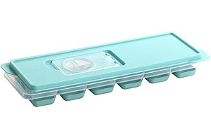 MOPITA SMART LIVING IRIS di Q.b. by MOPITA, Stampo Ghiaccio, Stampo Per 12 Cubetti Ghiaccio Con Coperchio E Sportellino, Base Antiscivolo, Plastica Morbida Facile Da Sformare, Colore Azzurro