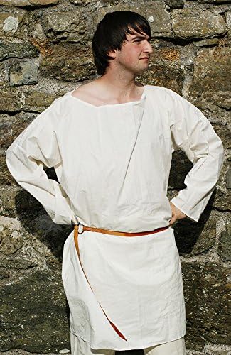 GREEK-ROMAN-VIKING-DARK AGE-MEDIEVAL-LARP-RE ENACTMENT - LONG SLEEVED LONG TUNIC NATURAL - SIZE XXXXL ADULT