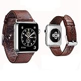 Apple Armbanduhr Leder Band, iitee Vintage Echtleder Armband mit GRATIS Adapter iWatch Ersatz Band Armband mit Metall Verschluss für Apple Watch