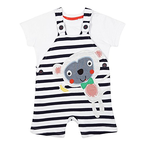 Bluezoo Kids Baby Boys' Striped Monkey Dungarees And T-Shirt Set 18-24 Months