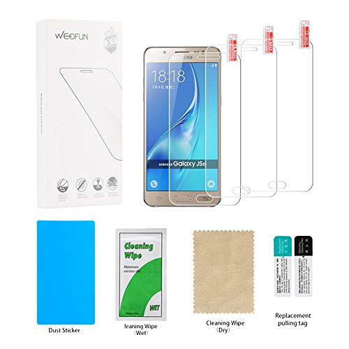Samsung Galaxy J5 2015 Panzerglas Schutzfolie,3 Stück WEOFUN Displayschutzfolie Panzerfolie für Samsung Galaxy J5 2015 Schutzglas Folie [0.33mm, 9H, Ultra-klar] - 5
