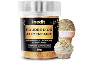 Poudre Alimentaire Or – Décoration Patisserie/gâteaux/Macarons/ (10g) - Couleur Dorée et Paillette – 100% COMESTIBLE