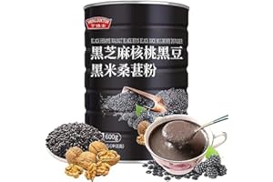 WASAILUO Black sesame walnut mulberry powder 600g/can,healthy and nutritious breakfast,convenient substitute food,delicious Snacks Gifts,Fast food,Black beans,oatmeal,Dessert, vegetable soup (Sugar-free,1can)