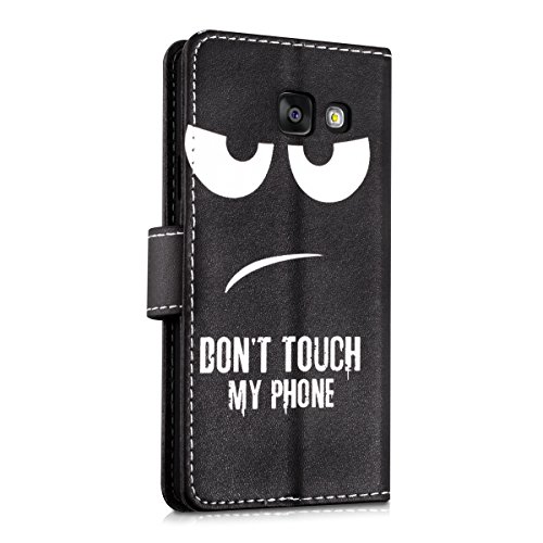 kwmobile Funda para Samsung Galaxy A3  2016  - Carcasa de  Cuero sint  tico  con dise  o Don t Touch my Phone - Case con  Tarjetero 