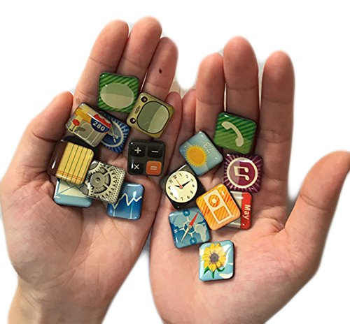 Haft-Magnete im App Design Kühlschrank-Magnete iPhone, iPad Apps Super-Magnete für den Edelstahl Kühlschrank, Magnettafel, Magnetwand 18-teilige Deko-Magnete 2x2x0,2 cm kleine bunte Neodym Magnete - 4