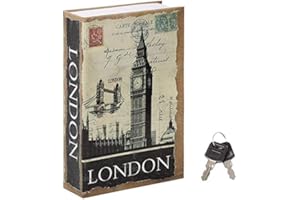 Diversion Book Safe with Key Lock, Parrency Hidden Safe Box of Classical Design, Medium, London, 9 1/2" x 6" x 1 1/3", SBH-M015