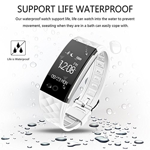 Smartwatch, Zimingu® Waterproof OLED Touch Screen Fitness Tracker  Aktivitätstracker für Android und IOS, Schrittzähler, Schlafanalyse mit Puls-Monitor mehrfacher Bewegungs-Modus Fahrrad-Reiten kompatibel mit androiden Smartphones 4.3 IOS iPhones 7.0 BT 4.0 - 3