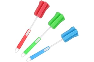 Gitua 3 Stück Flaschenbürste Schwamm mit Einstellbar Langen Griff, Weiche Schwamm Flaschen Reinigungsbürste für Babyflasche, Tassen, Kessel, Weingläser