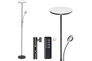 Modlicht 35W Lampadaire LED Dimmable Noir, 4200lm Lampadaires sur pied Salon avec Télécommande & Contrôle tactile, 3000-6000K Moderne Lampadaire avec 1H Timer, Luminaire sur Pied pour Chambre Bureau