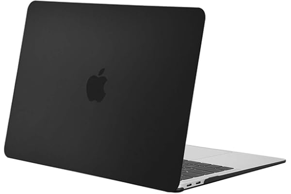 MOSISO Coque Compatible avec MacBook Air 13 Pouces M1 A2337 A2179 A1932, Coque Rigide Protège Compatible avec MacBook Air 13 Pouces 2021 2020 2019 2018 Retina Display Touch ID, Noir