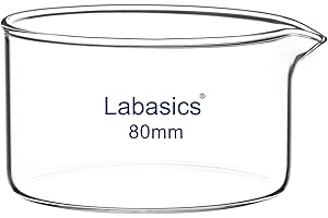 Labasics Crystallizing Dish with Spout and Heavy-Duty Rim, Thick-Walled Design High Borosilicate Glass Reusable Crystallizing Dishes for Crystallization and Evaporation, 100 ml Capacity OD 80 mm