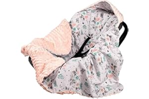 Baby-plum Babydecke MINKY mit Kapuze 90x90 cm Einschlagdecke Babyschale Kinderwagen Decke (Pastellrosen)