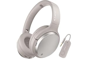 Avantalk Sky EON - Avión Auriculares Bluetooth con Cancelación Activa de Ruido para Viajes y Teléfono Móvil con Adaptador Inalámbrico, ANC y Modo Ambiental, Almohadillas Espaciosas y Cómodas