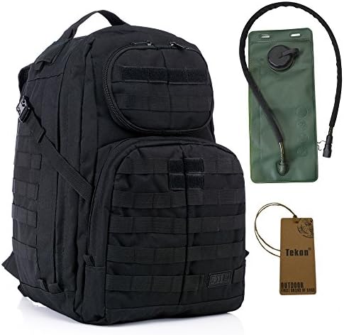 40L Military Army Assault Pack Tactical Combat Rucksacks Backpack Sport Rucksacks Camping Trekking Hiking Bag with 2.5L Water Bladder Hydration (Black)