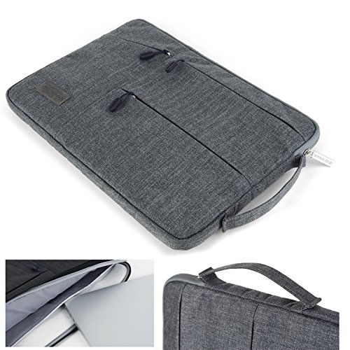 WIWU 15 – 15,6 Zoll Laptop Sleeve für MacBook Air / Pro Retina Ultrabooks Hülle Tasche Multifunktionale Aktentasche mit Vordertaschen Klassik Nylon Schutzhülle (Grau 15 Zoll) - 3