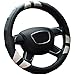 Produktbild Semoss Gute Qualität Komfortabel Echt Leder Sports Lenkradbezug Lenkradhülle Lenkradabdeckung Lenkradschoner Auto Universal Atmungsaktiv Steering Wheel Cover,Dimension:37-38cm,Farbe:Schwarz / Weiß