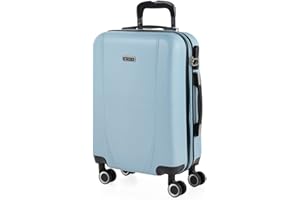 ITACA - Maleta de cabina 55x40x20 - Maletas De Viaje Cabina Rígidas Trolley Con 4 Ruedas Dobles Maleta De Mano Para Avion Ligera Equipaje De Mano Candado de Combinación. Compatible Ryanair, Azul claro