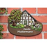 Keramiktürschild Fachwerkhaus mit Kuh